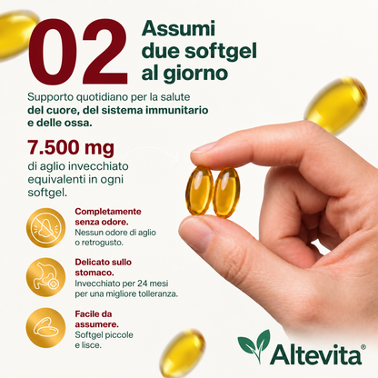 Altevita® Estratto di aglio invecchiato - Capsule molli inodori da 7500 mg