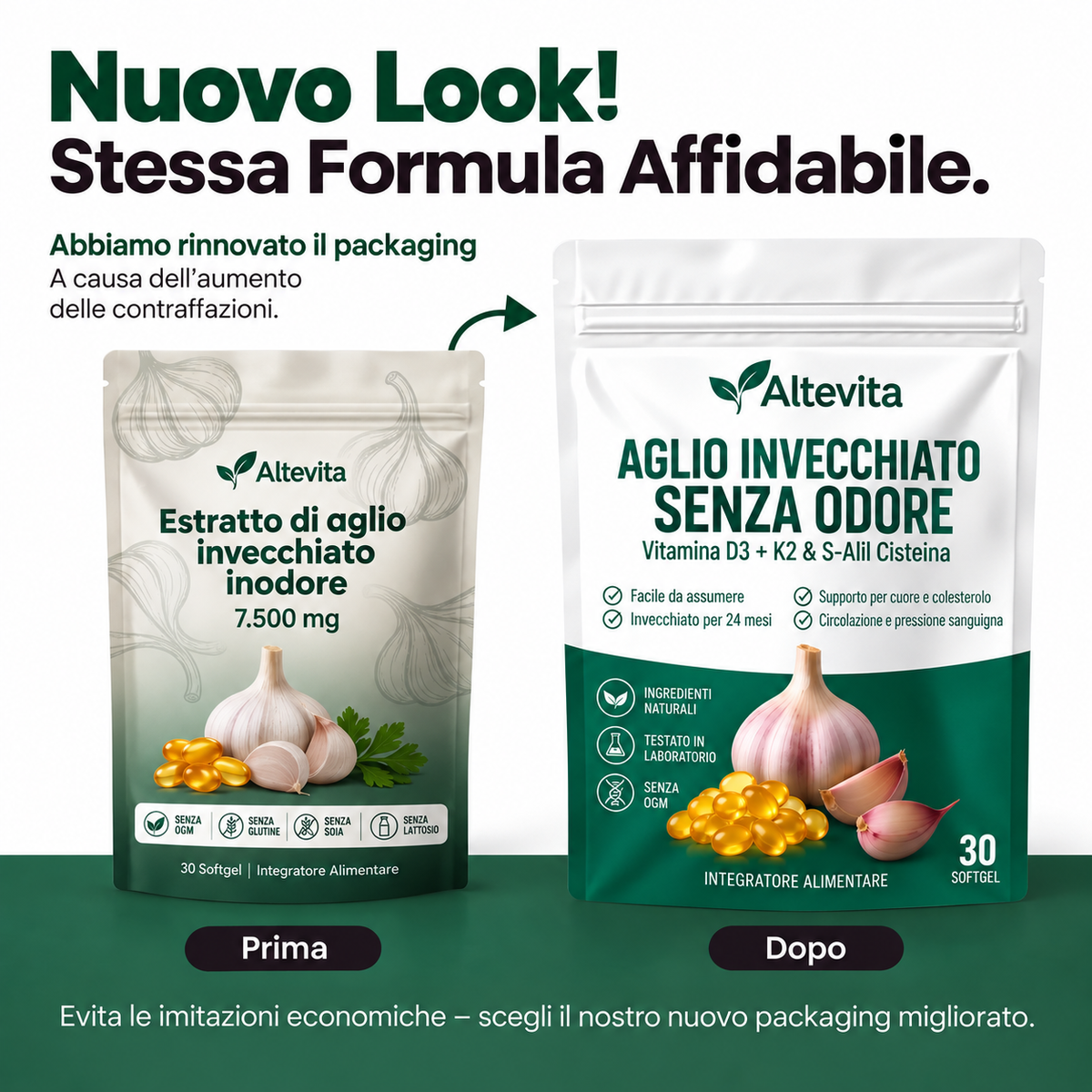 Altevita® Estratto di aglio invecchiato - Capsule molli inodori da 7500 mg